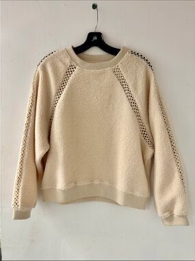 ba&sh SWEET crewneck Textured Sweater with Crochet. Color Ecru. Size XS. NWT